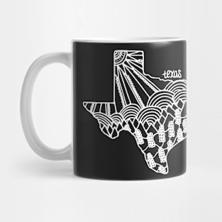 White Line Texas Mandala Zentangle State Outline Mug